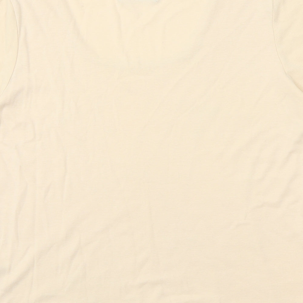 Bonmarché Womens Ivory 100% Cotton Basic T-Shirt Size M Square Neck