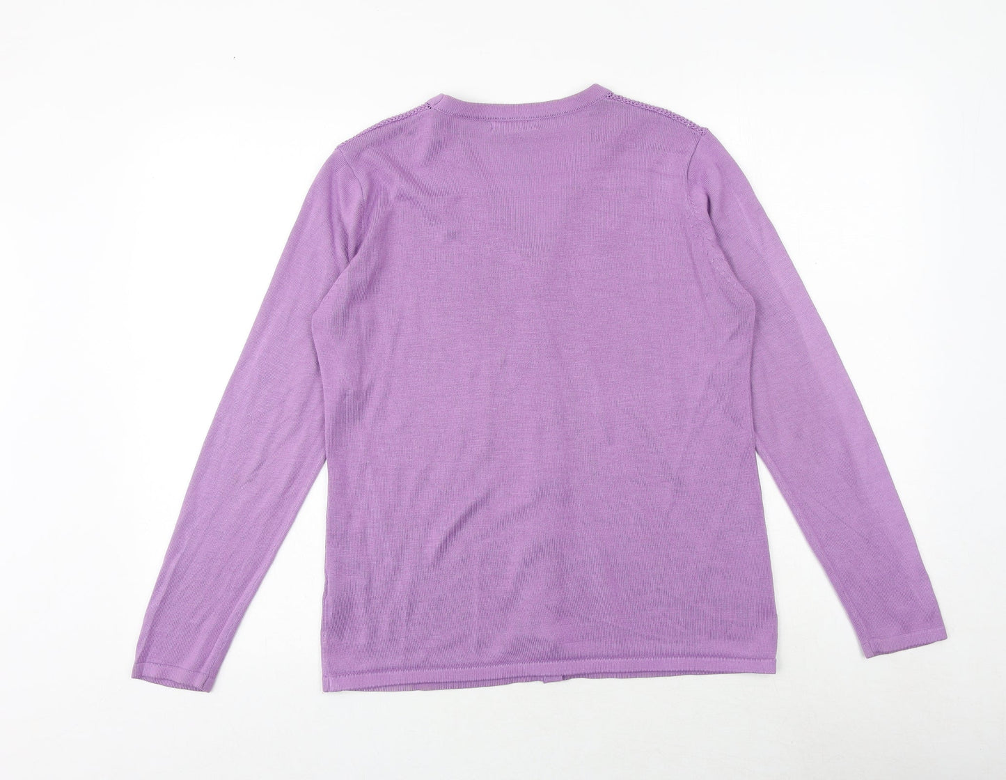 Bonmarché Womens Purple V-Neck Acrylic Cardigan Jumper Size S