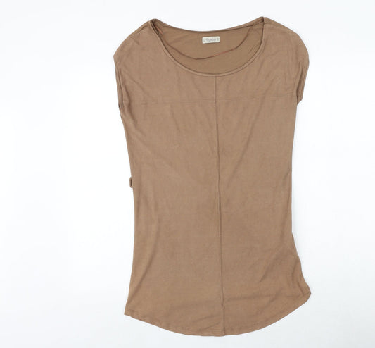 Pull&Bear Womens Brown Viscose Basic Blouse Size S Round Neck