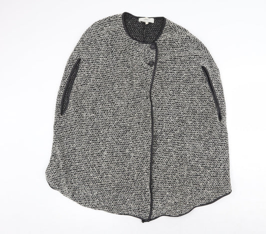 NEXT Womens Grey Geometric Jacket Poncho Size 10 Button