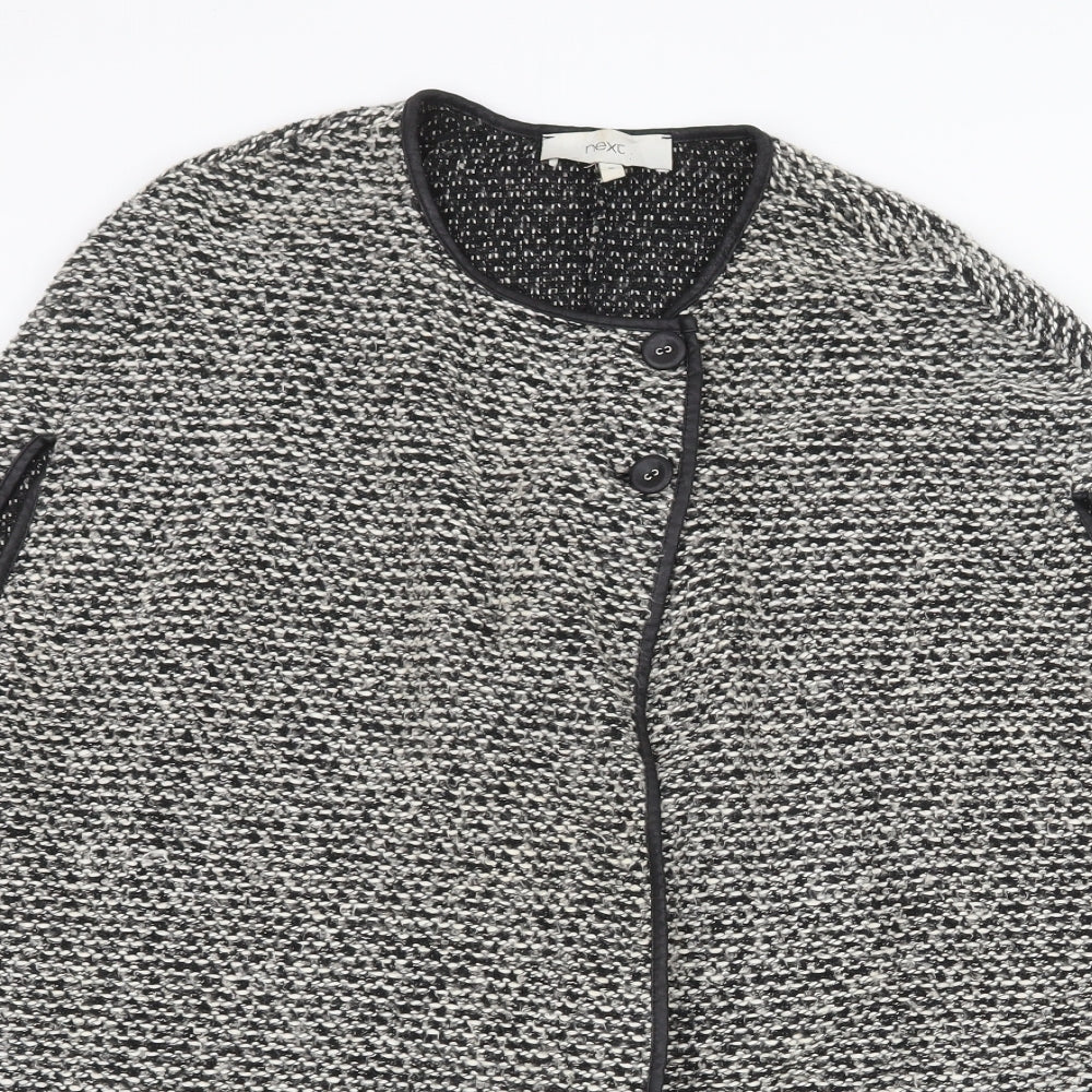 NEXT Womens Grey Geometric Jacket Poncho Size 10 Button