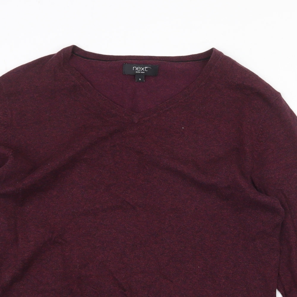 NEXT Womens Red V-Neck Cotton Pullover Jumper Size S