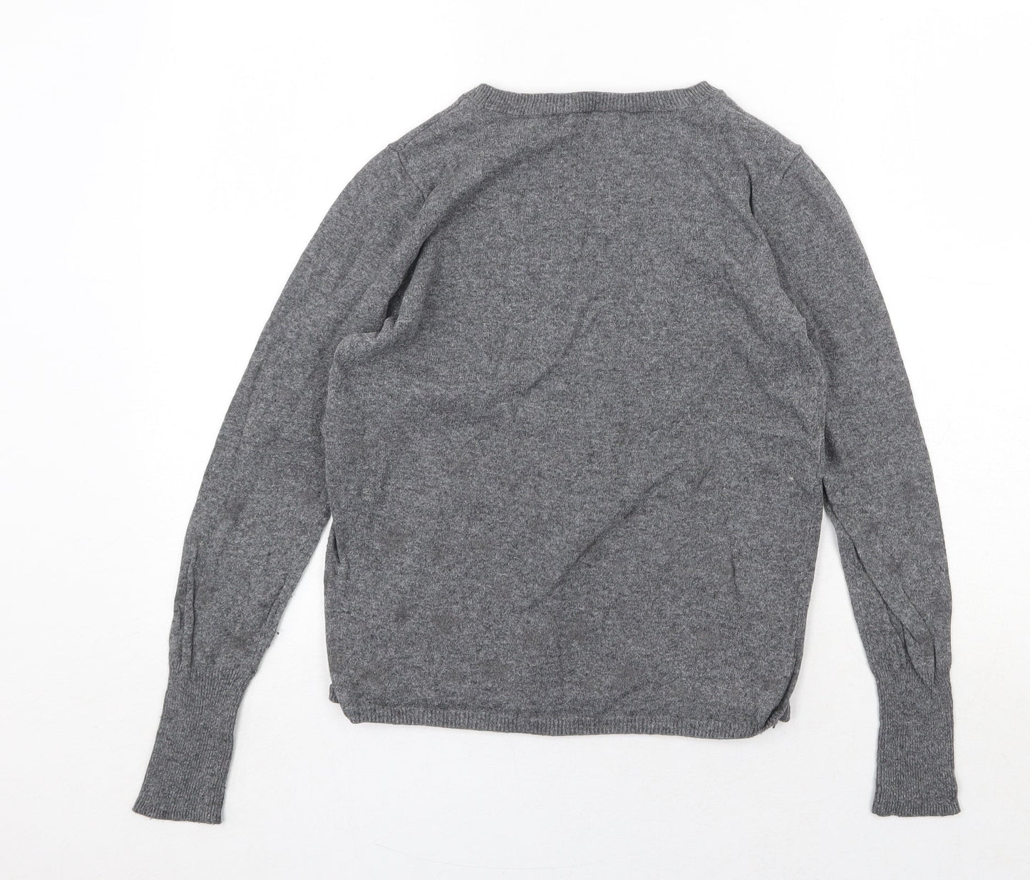 Mini Velvet Womens Grey Round Neck Cotton Pullover Jumper Size 8