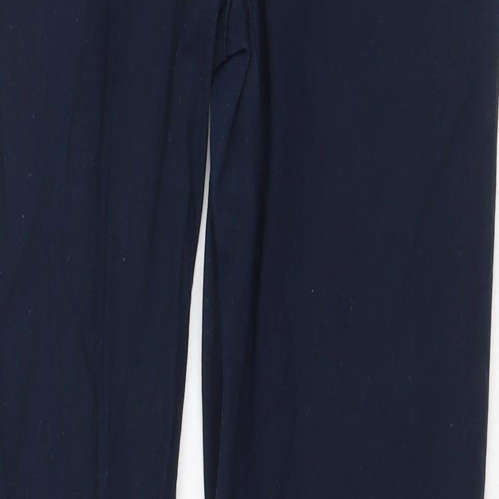 Zara Womens Blue Cotton Trousers Size 6 Regular Zip