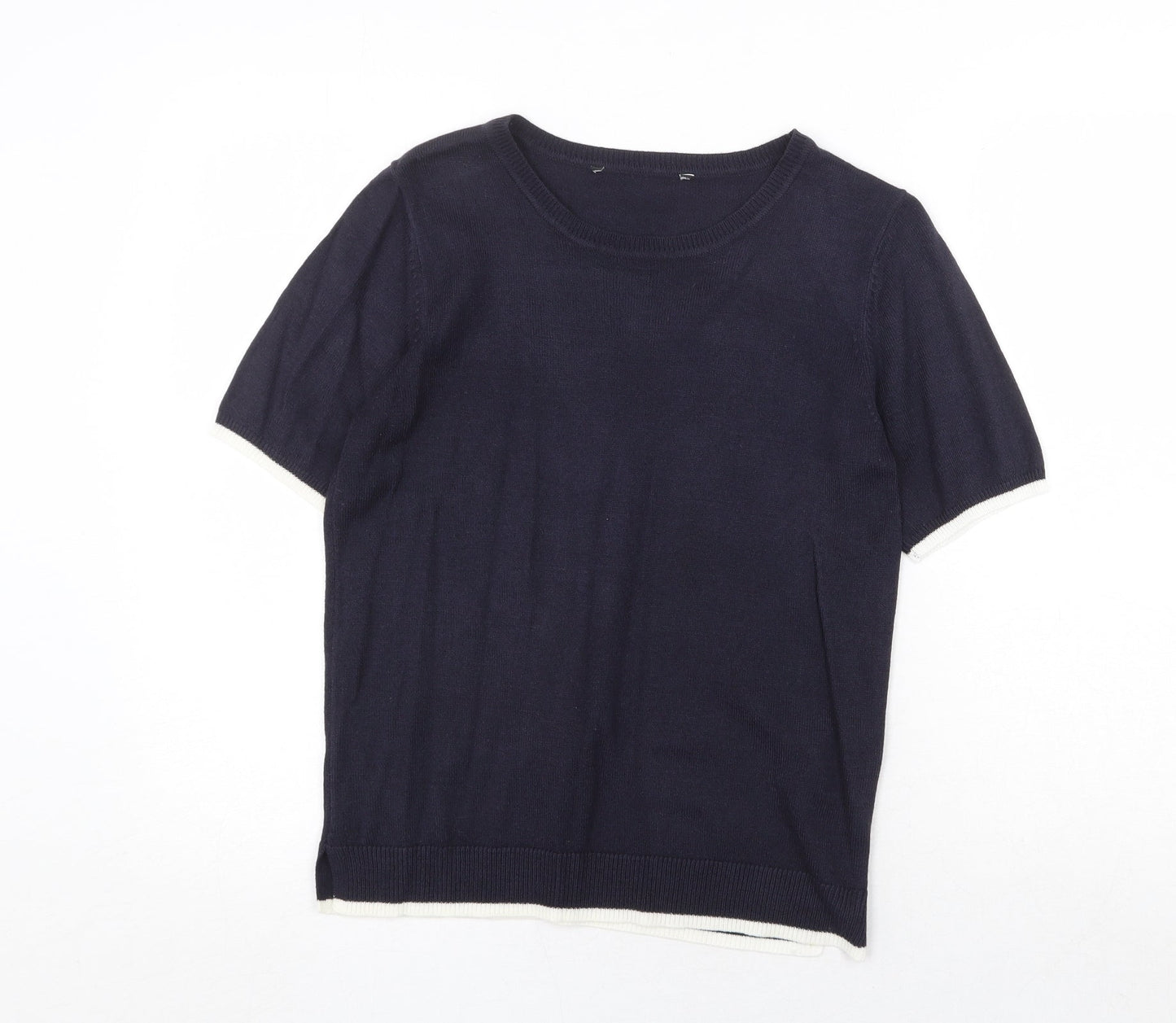 Bonmarché Womens Blue Acrylic Basic T-Shirt Size 10 Round Neck