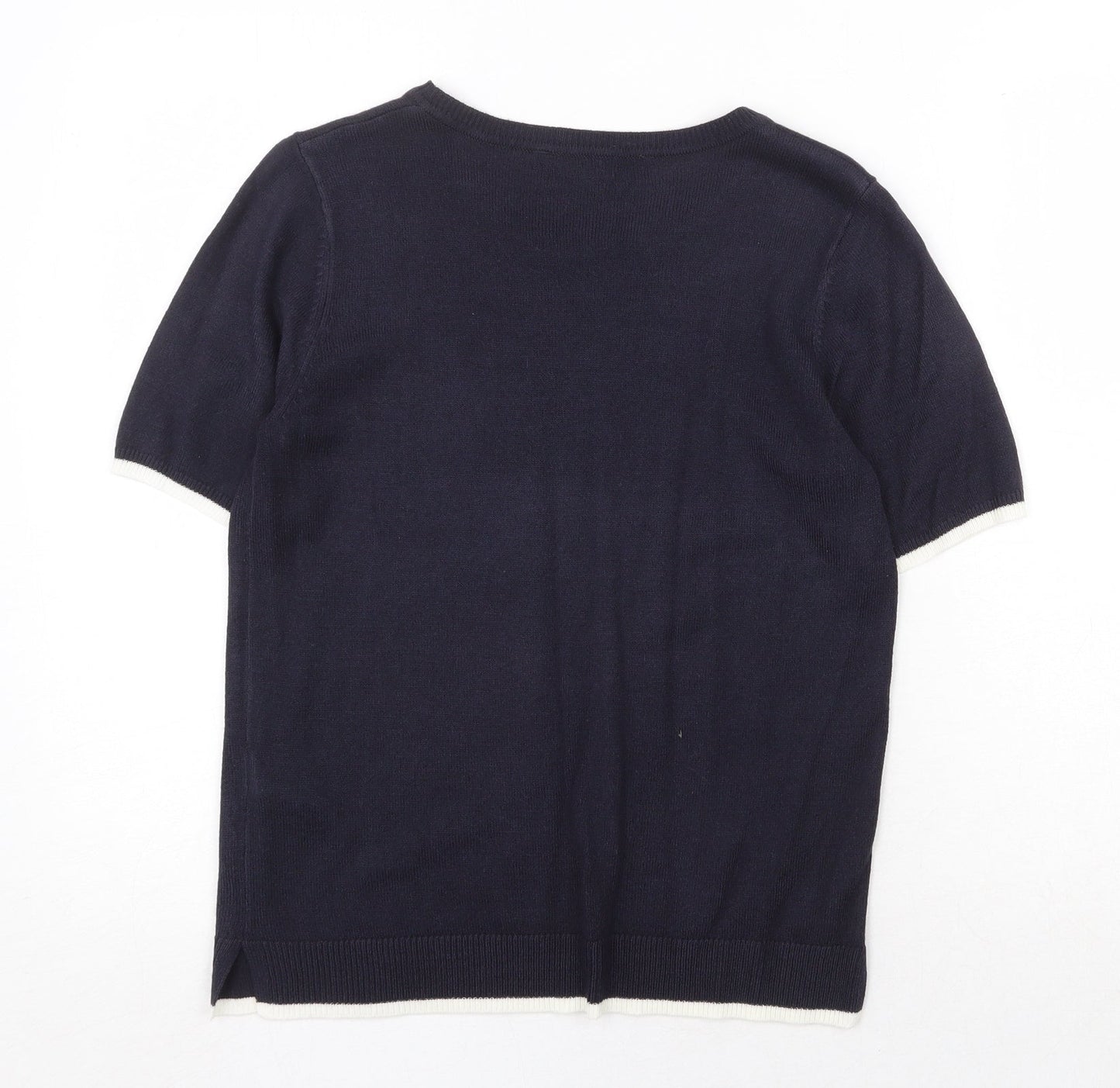 Bonmarché Womens Blue Acrylic Basic T-Shirt Size 10 Round Neck