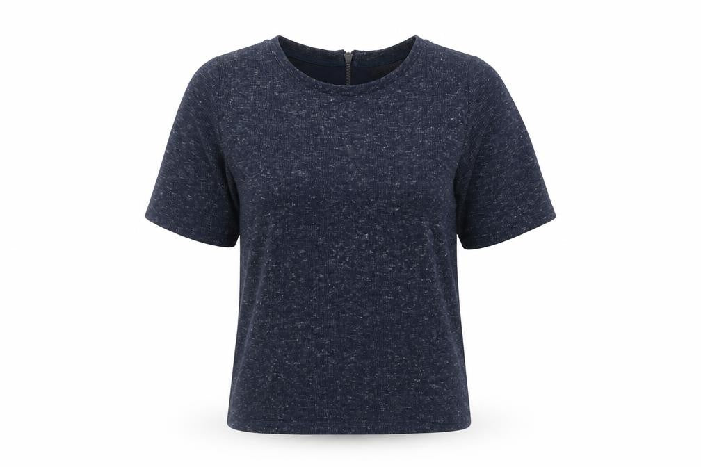 Topshop Womens Blue Polyester Basic T-Shirt Size 6 Round Neck