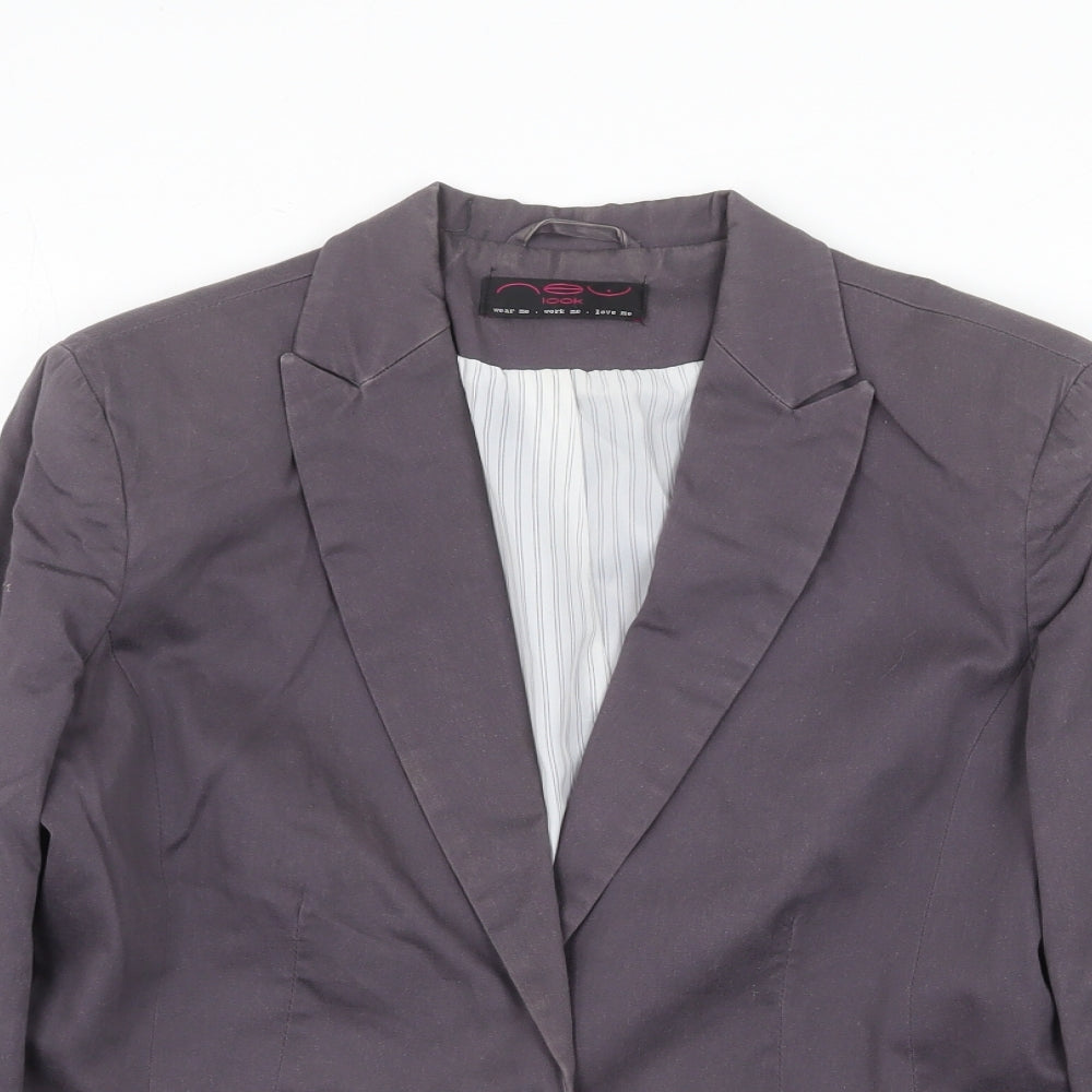 New Look Womens Grey Jacket Blazer Size 12 Button