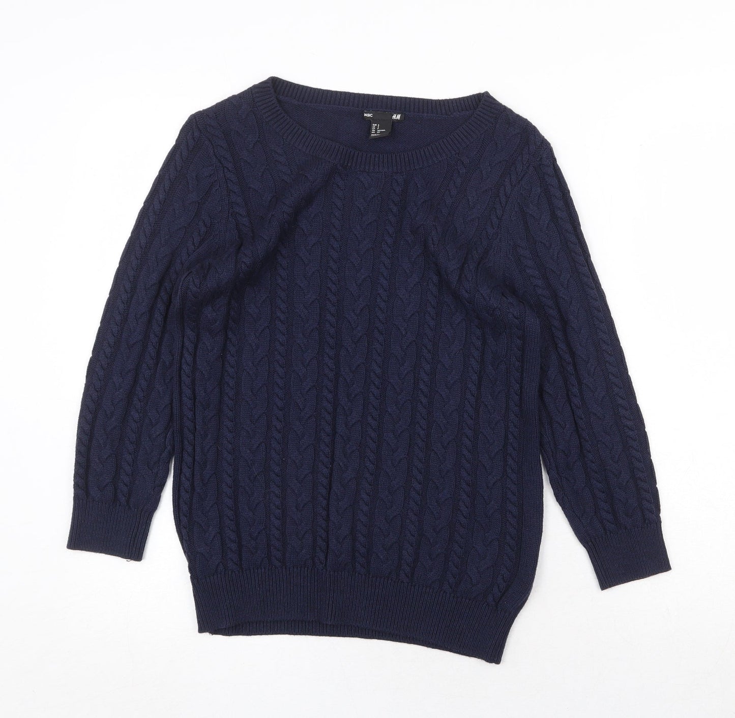 H&M Womens Blue Round Neck Polyamide Pullover Jumper Size S