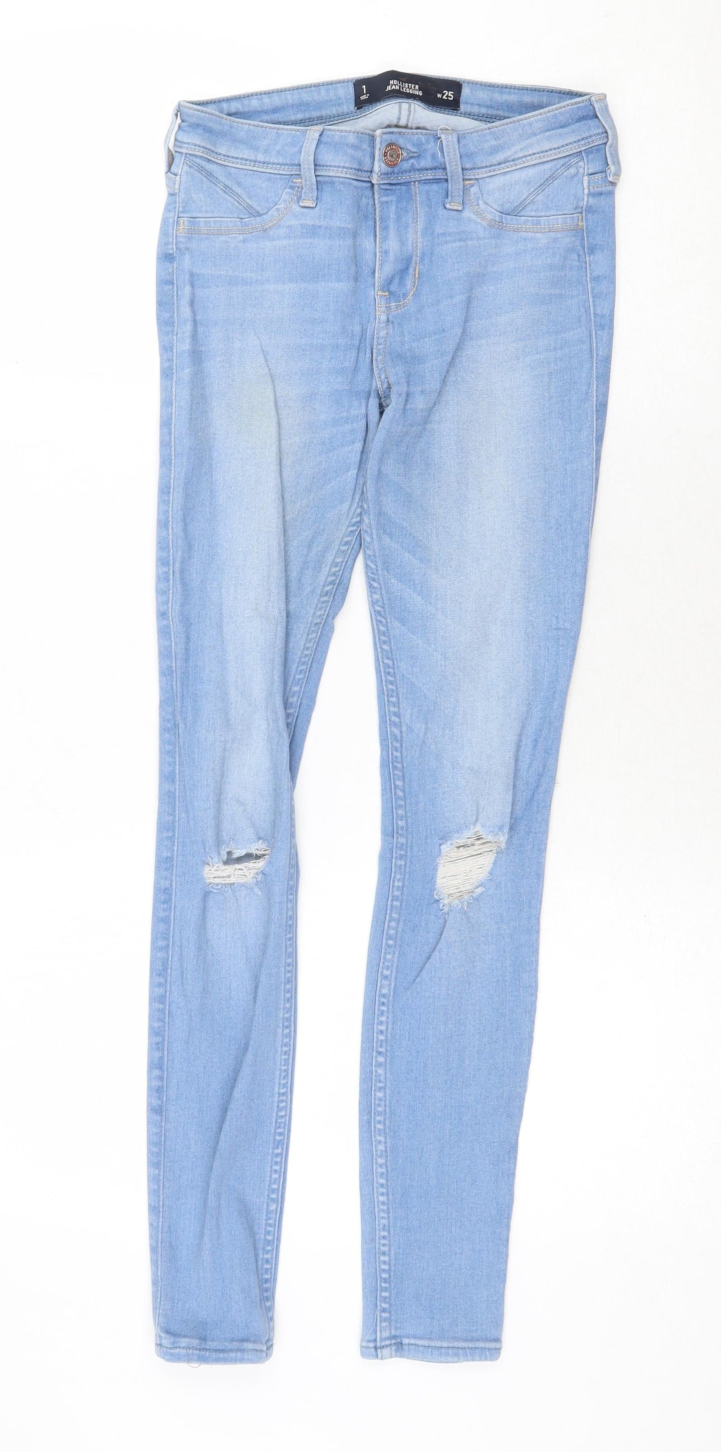 Hollister Womens Blue Cotton Skinny Jeans Size 25 in Regular Zip