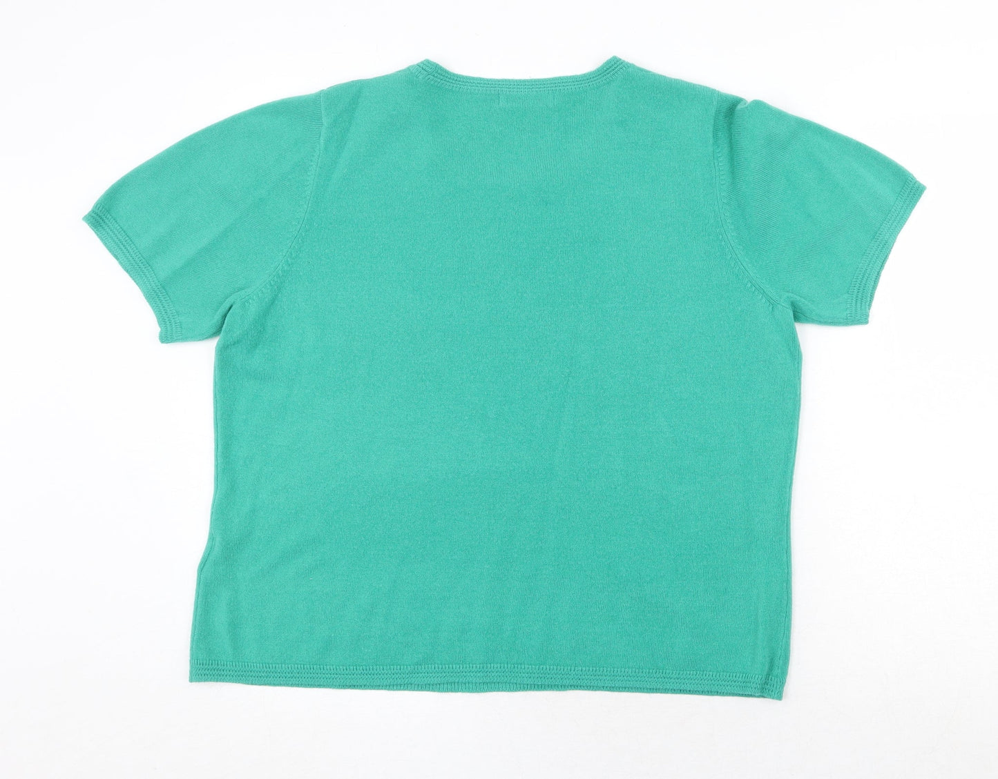 Marks and Spencer Womens Green Round Neck Acrylic Pullover Jumper Size 18