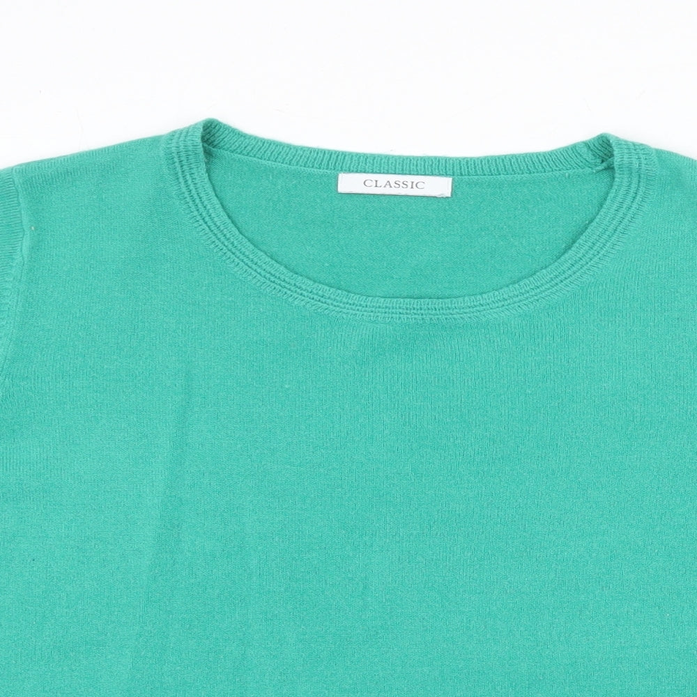 Marks and Spencer Womens Green Round Neck Acrylic Pullover Jumper Size 18