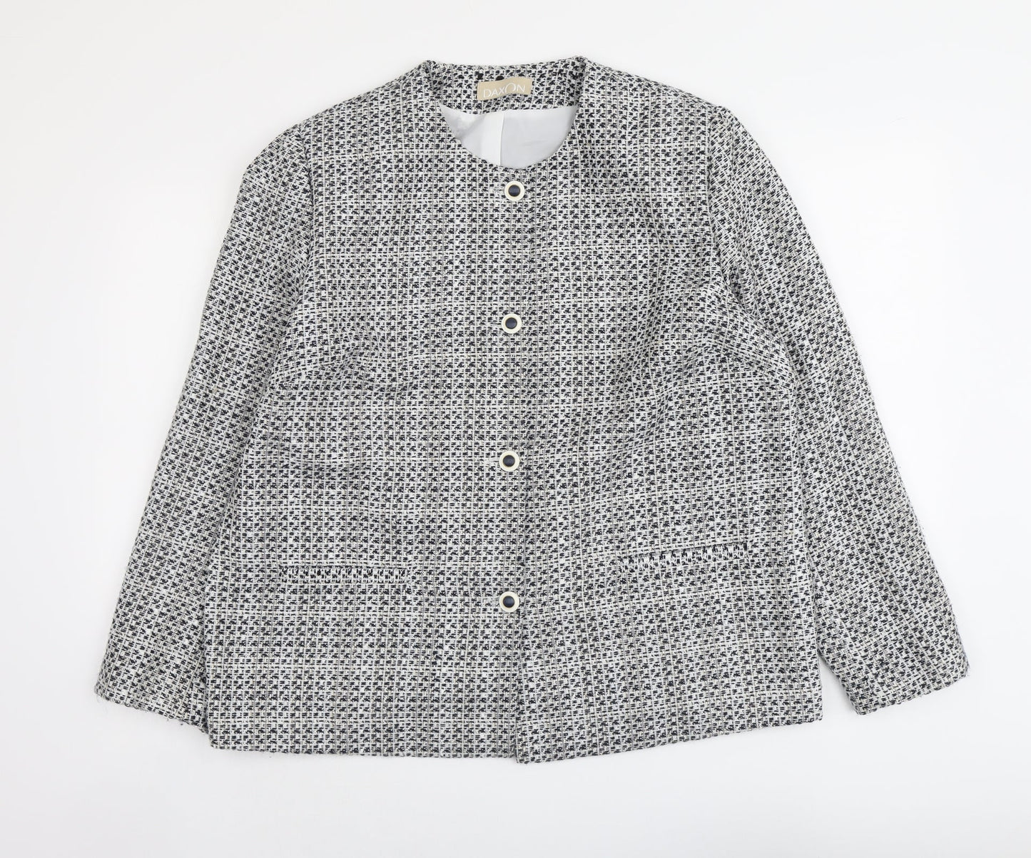 Daxon Womens Blue Geometric Jacket Size 18 Button