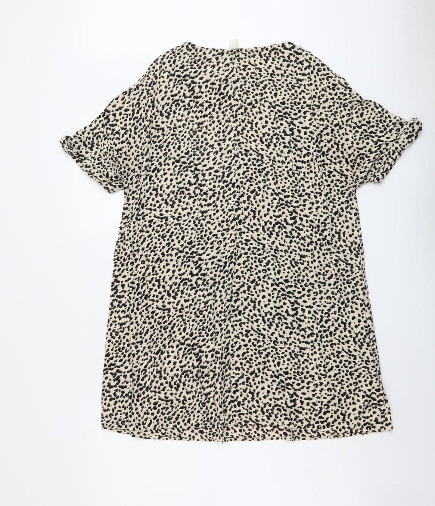H&M Womens Beige Animal Print Viscose A-Line Size 10 Round Neck Pullover - Leopard Pattern