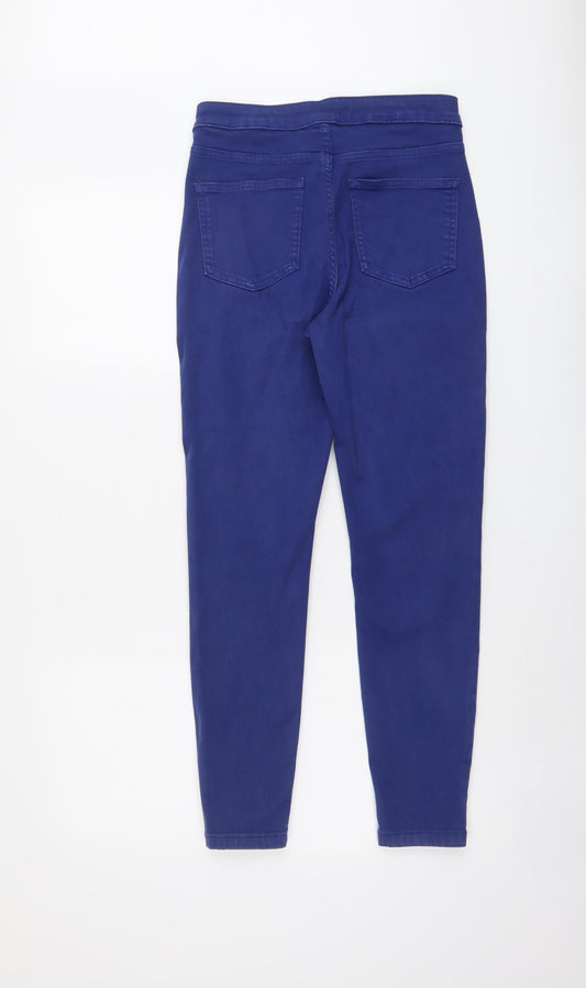 Marks and Spencer Womens Blue Cotton Skinny Jeans Size 10 L27 in Regular Button