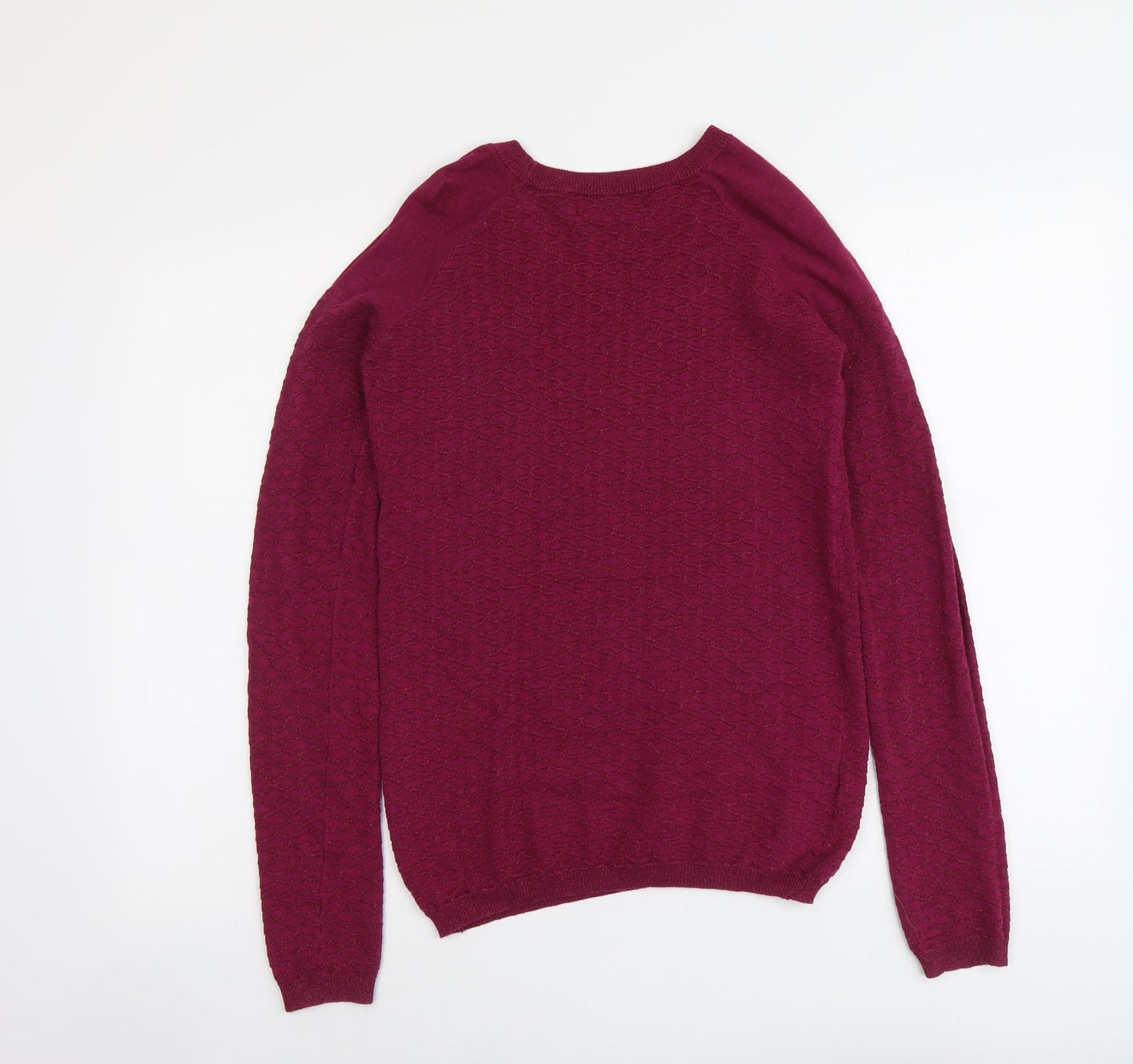 NEXT Womens Purple Boat Neck Cotton Pullover Jumper Size 8 - Textured