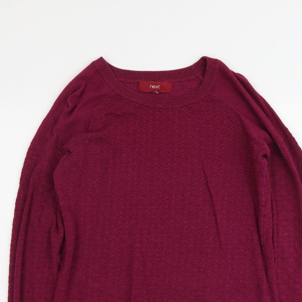 NEXT Womens Purple Boat Neck Cotton Pullover Jumper Size 8 - Textured