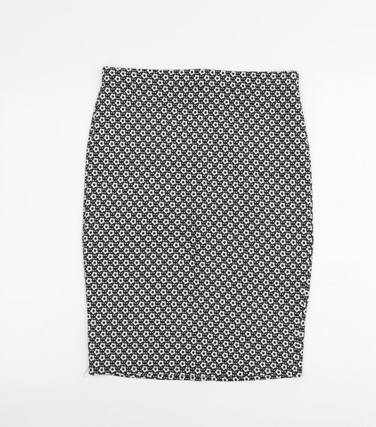 Woolworths Womens Black Floral Polyester A-Line Skirt Size M
