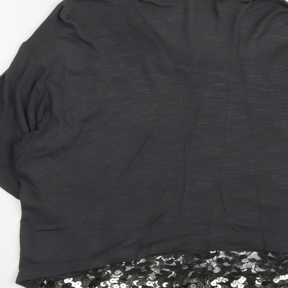 Hollister Womens Grey Viscose Cropped T-Shirt Size S Round Neck