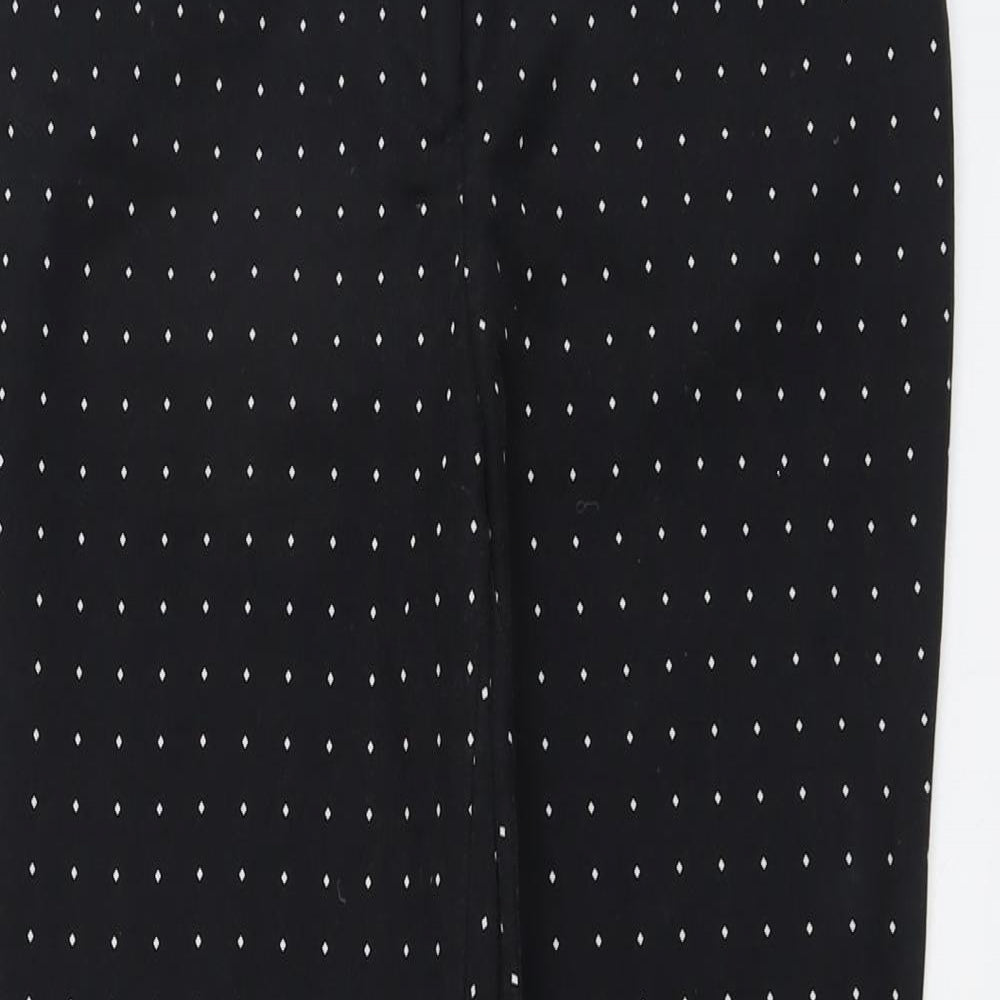 Katherine Barclay Womens Black Geometric Cotton Chino Trousers Size 12 L26 in Regular Button
