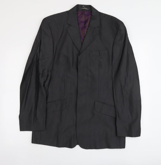 River Island Mens Grey Viscose Jacket Suit Jacket Size L Regular