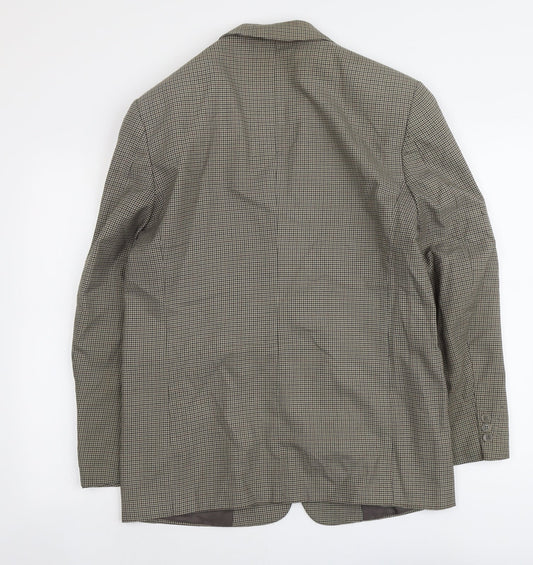 Zantos Mens Green Houndstooth Polyester Jacket Suit Jacket Size 38 Regular