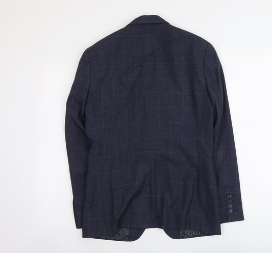 Red Herring Mens Blue Check Polyester Jacket Suit Jacket Size 36 Regular