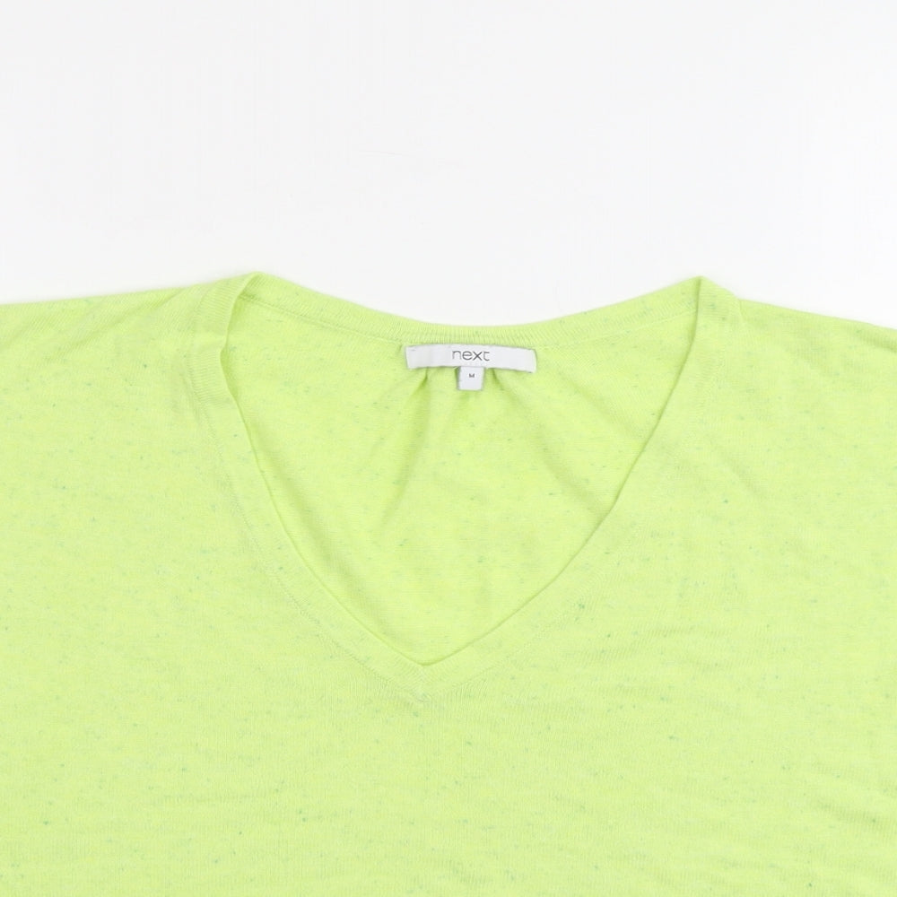 NEXT Womens Green V-Neck Acrylic Pullover Jumper Size M