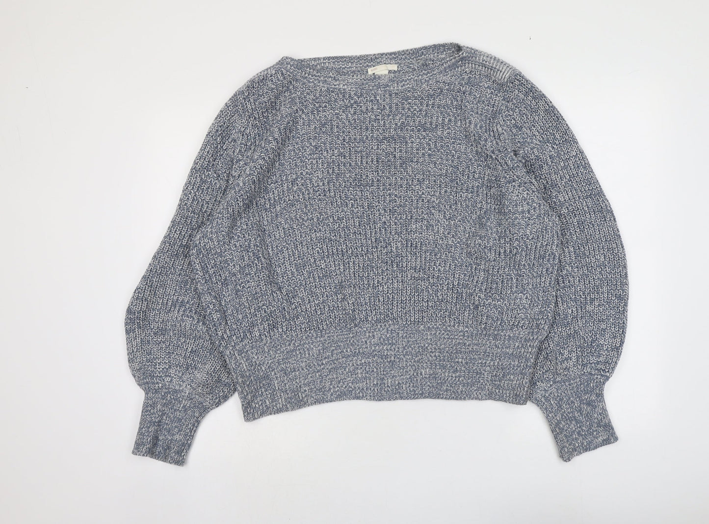 H&M Womens Blue Boat Neck Cotton Pullover Jumper Size XL