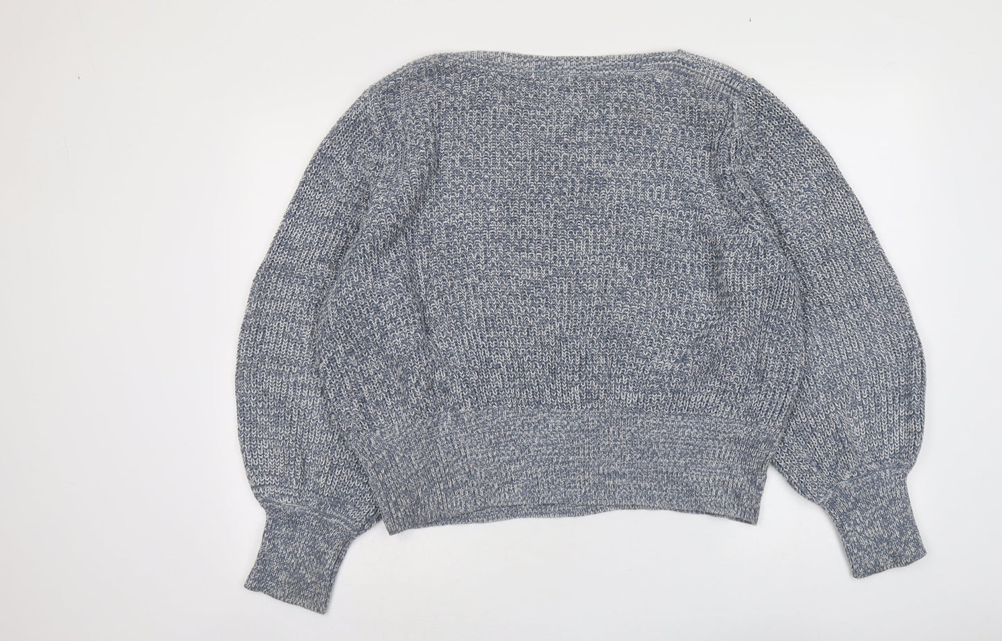 H&M Womens Blue Boat Neck Cotton Pullover Jumper Size XL