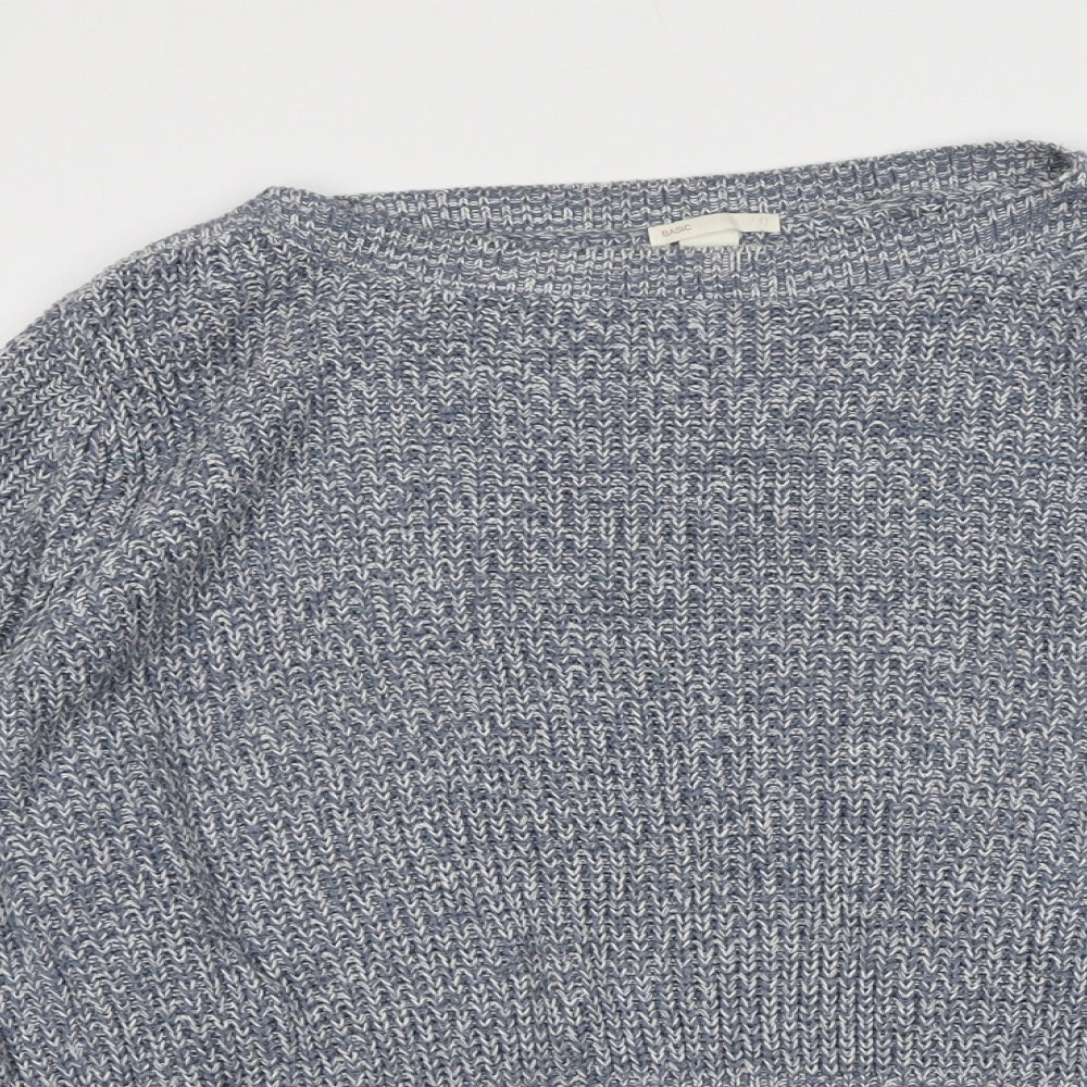 H&M Womens Blue Boat Neck Cotton Pullover Jumper Size XL