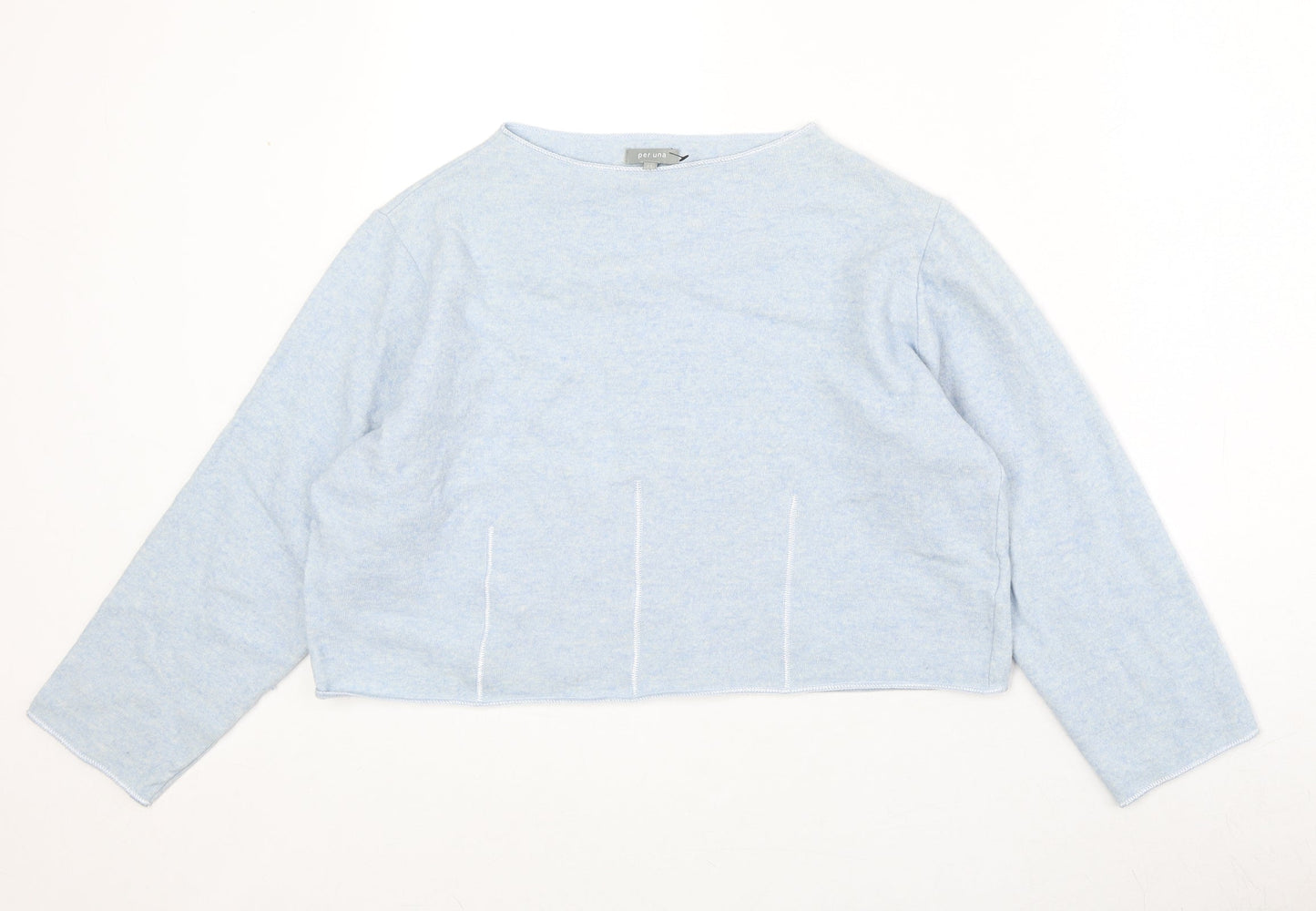 Marks and Spencer Womens Blue Boat Neck Wool Pullover Jumper Size 14