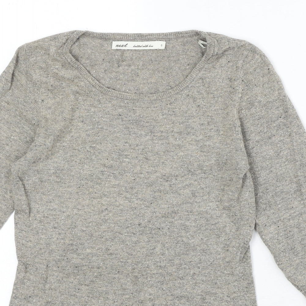 NEXT Womens Beige Boat Neck Cotton Pullover Jumper Size 6