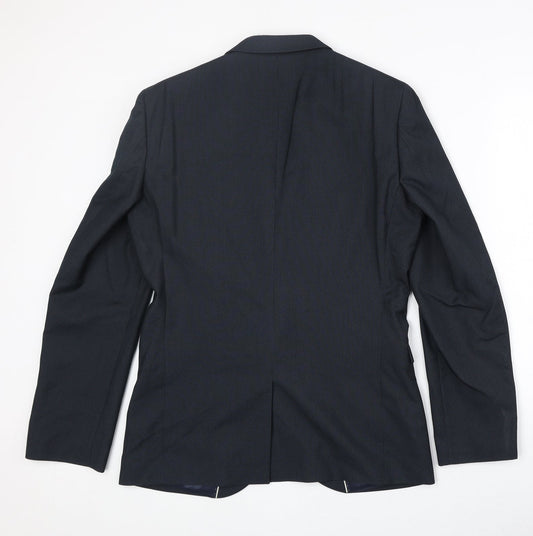 NEXT Mens Blue Striped Polyester Jacket Suit Jacket Size 38 Regular