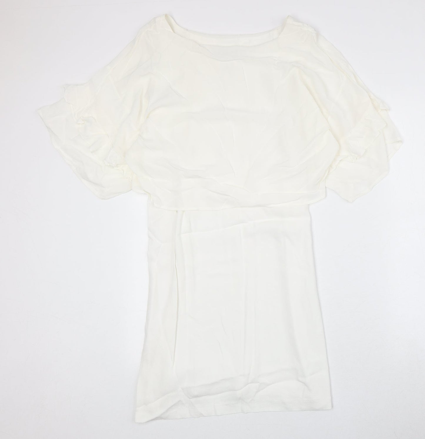 Zara Womens Ivory Polyester Trapeze & Swing Size S Round Neck Pullover
