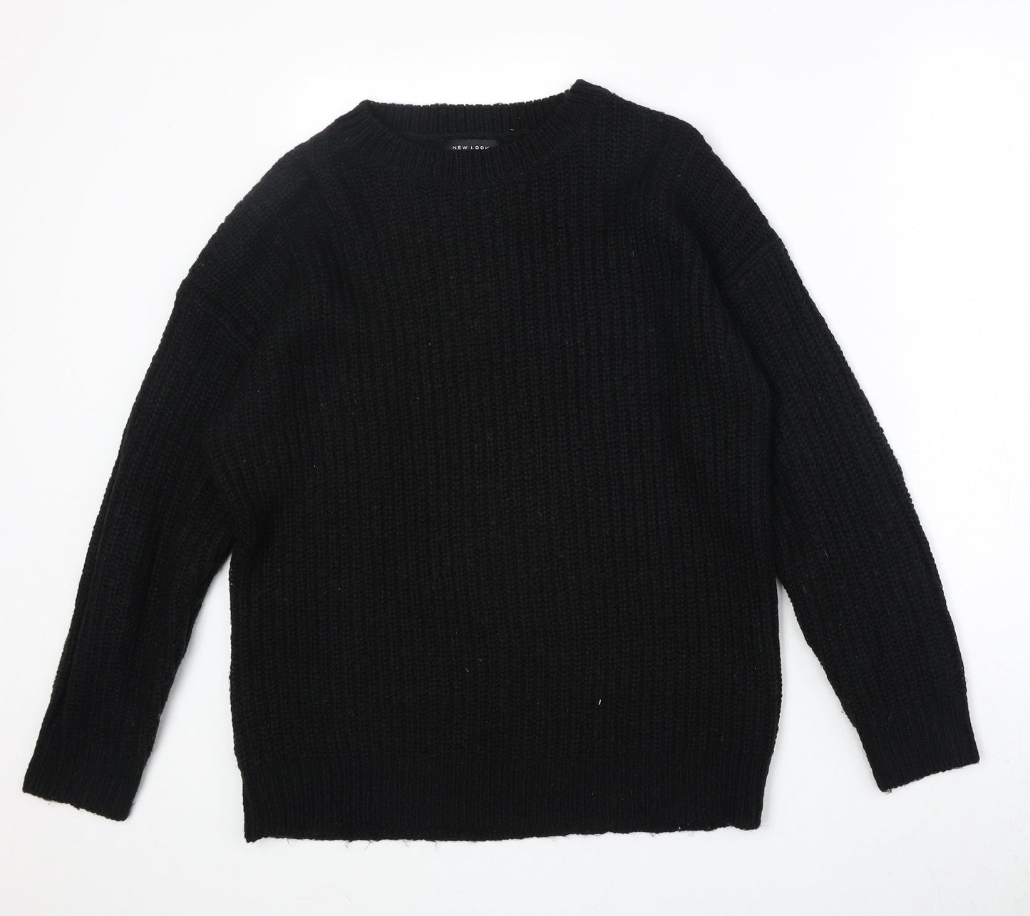 New Look Womens Black Round Neck Acrylic Pullover Jumper Size S