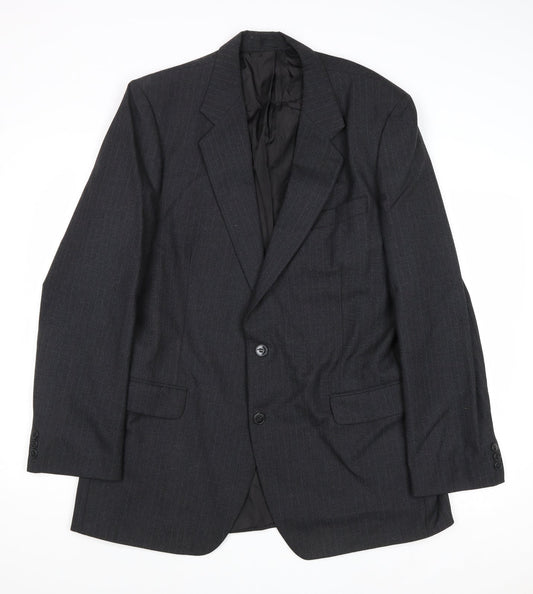 St Micahel Mens Grey Striped Wool Jacket Suit Jacket Size 42 Regular