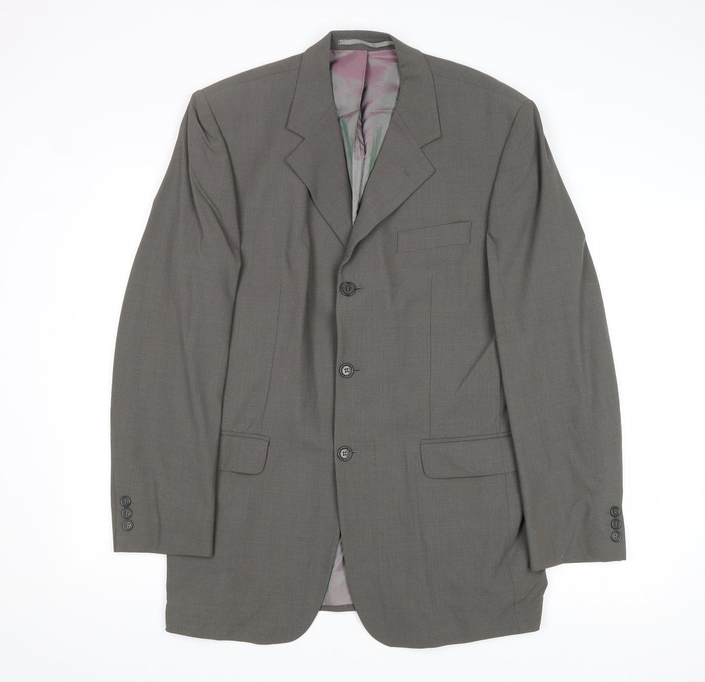 Karl Jackson Mens Grey Polyamide Jacket Suit Jacket Size 40 Regular
