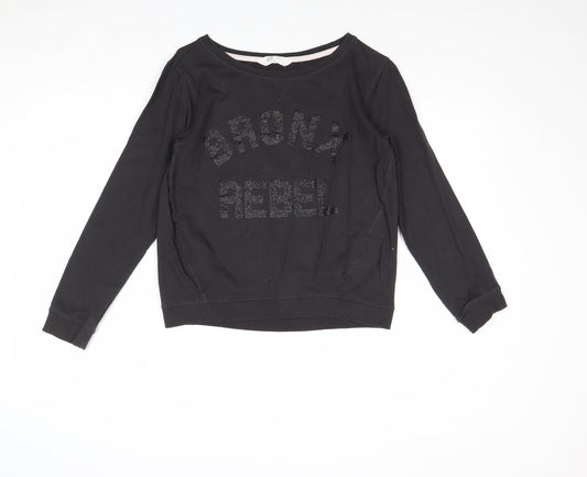 H&M Girls Black Cotton Pullover Sweatshirt Size 15 Years Pullover - Bronx