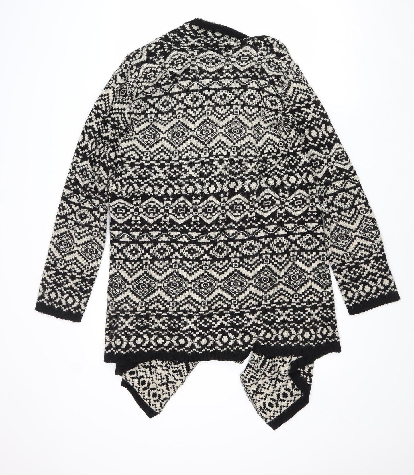 Remel London Womens Black V-Neck Geometric Acrylic Cardigan Jumper Size M