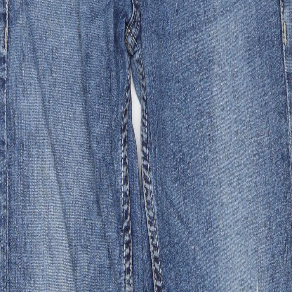 H&M Womens Blue Cotton Straight Jeans Size 24 in Regular Zip