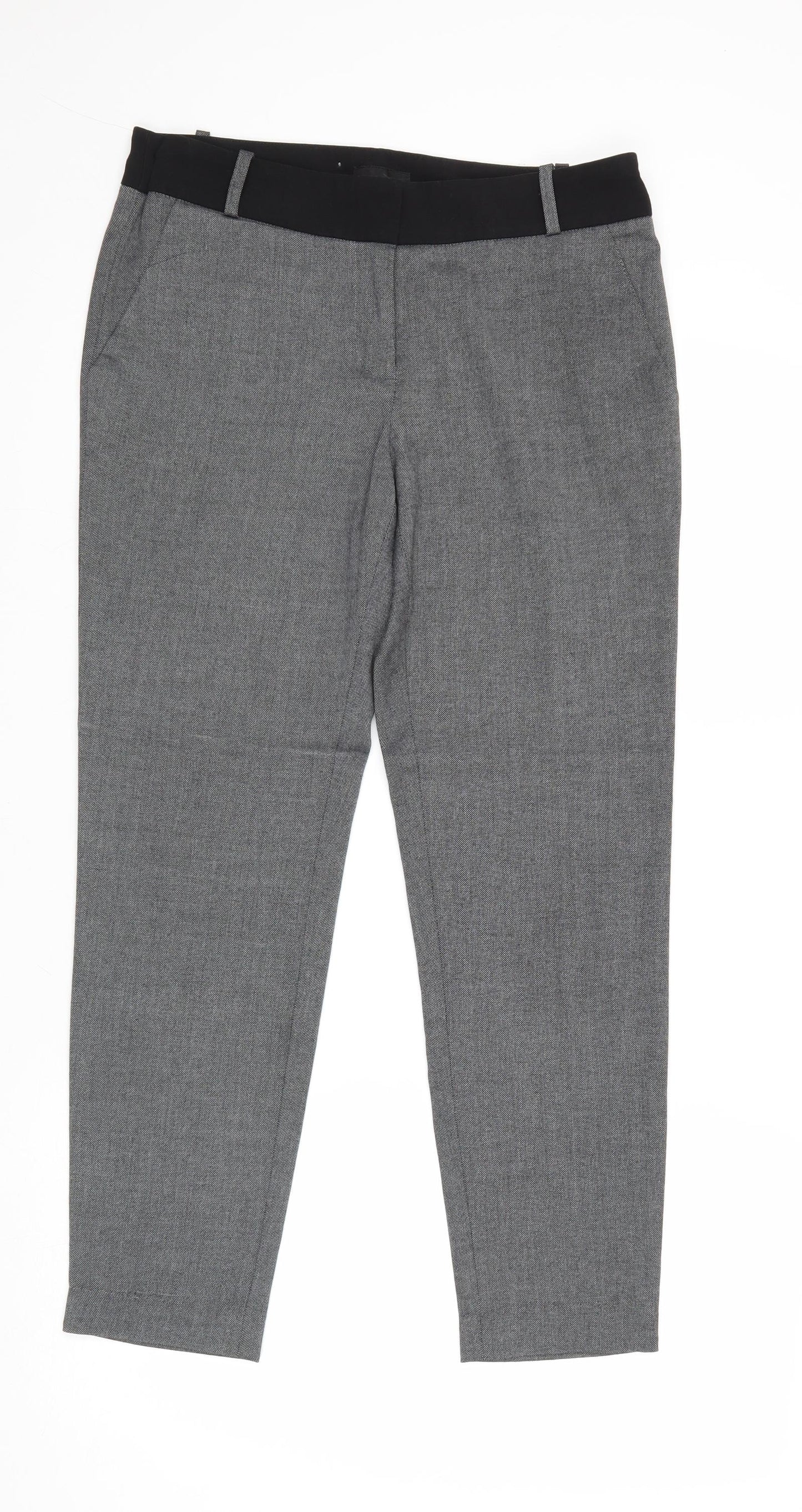 Warehouse Womens Grey Polyester Chino Trousers Size 10 Regular Zip