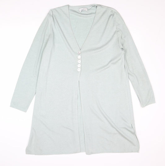 Antonia Nash Womens Blue V-Neck Acrylic Cardigan Jumper Size M
