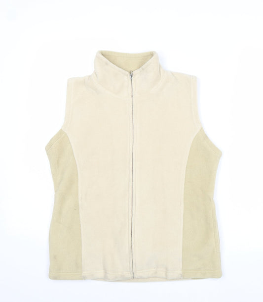 EWM Womens Beige Geometric Gilet Jacket Size S Zip