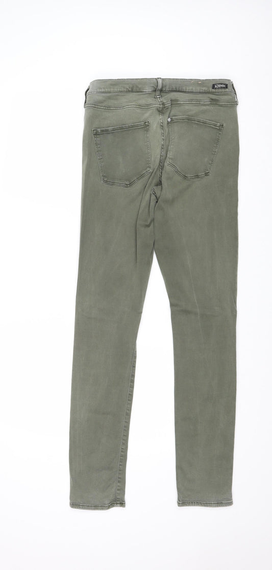H&M Womens Green Cotton Skinny Jeans Size 33 in Regular Zip