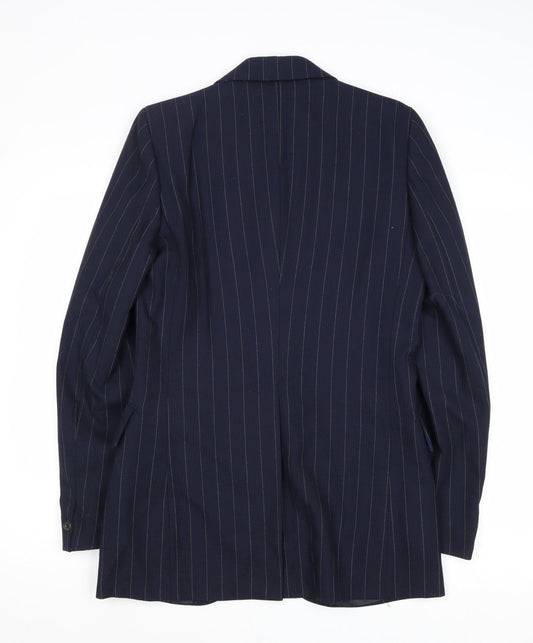 Mitchel Walker Mens Blue Striped Wool Jacket Suit Jacket Size 34 Regular