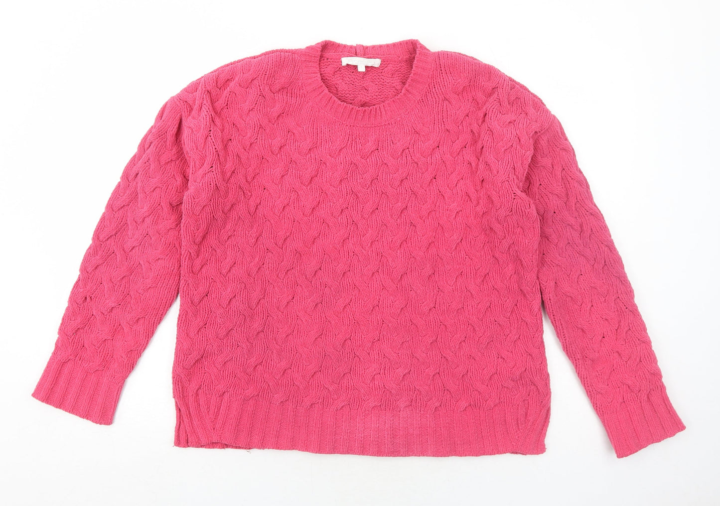 NEXT Womens Pink Round Neck Polyester Pullover Jumper Size S - Textured