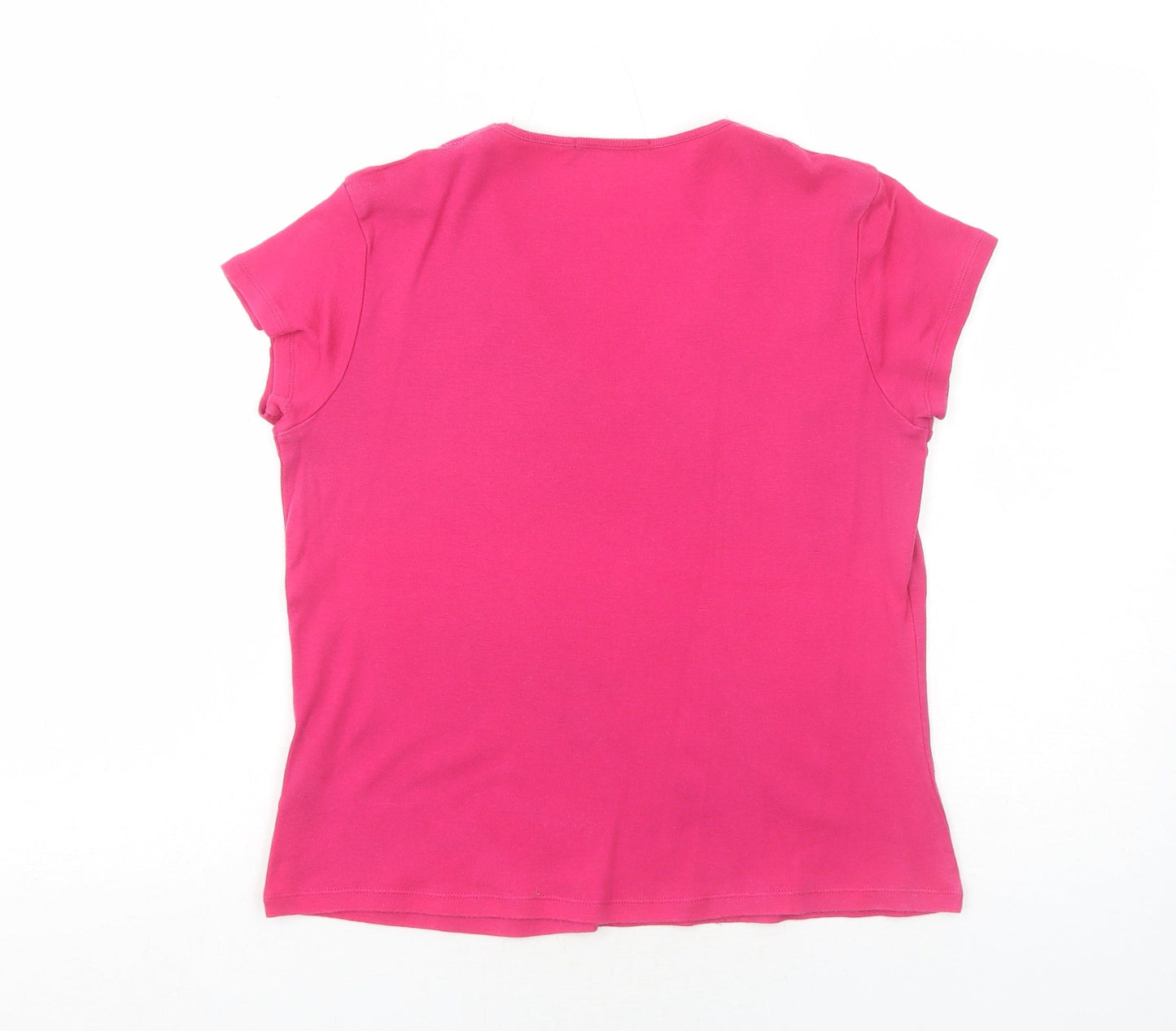 Marks and Spencer Womens Pink Cotton Basic Blouse Size 14 V-Neck