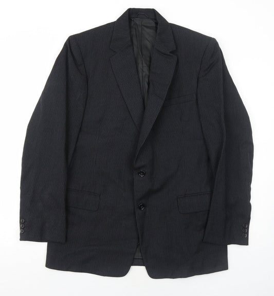 John Collier Mens Black Striped Polyester Jacket Suit Jacket Size 40 Regular