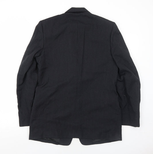 John Collier Mens Black Striped Polyester Jacket Suit Jacket Size 40 Regular